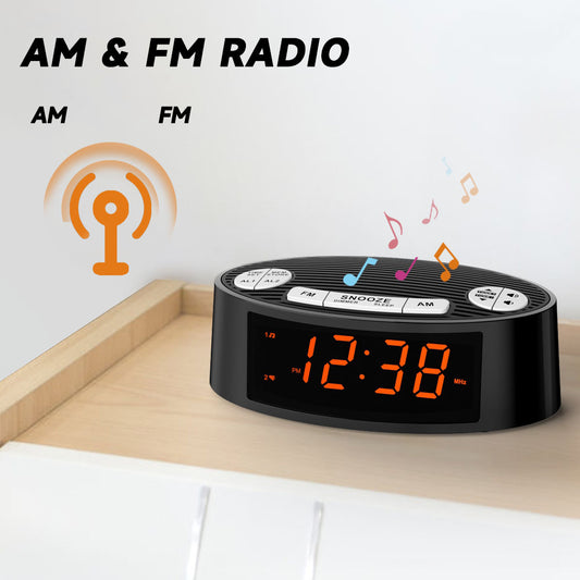 AM FM Alarm Clock Radio With Dual Alarm Sleep Timer